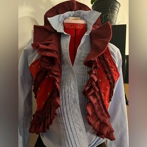Elegant Red Ruffled Women's Top